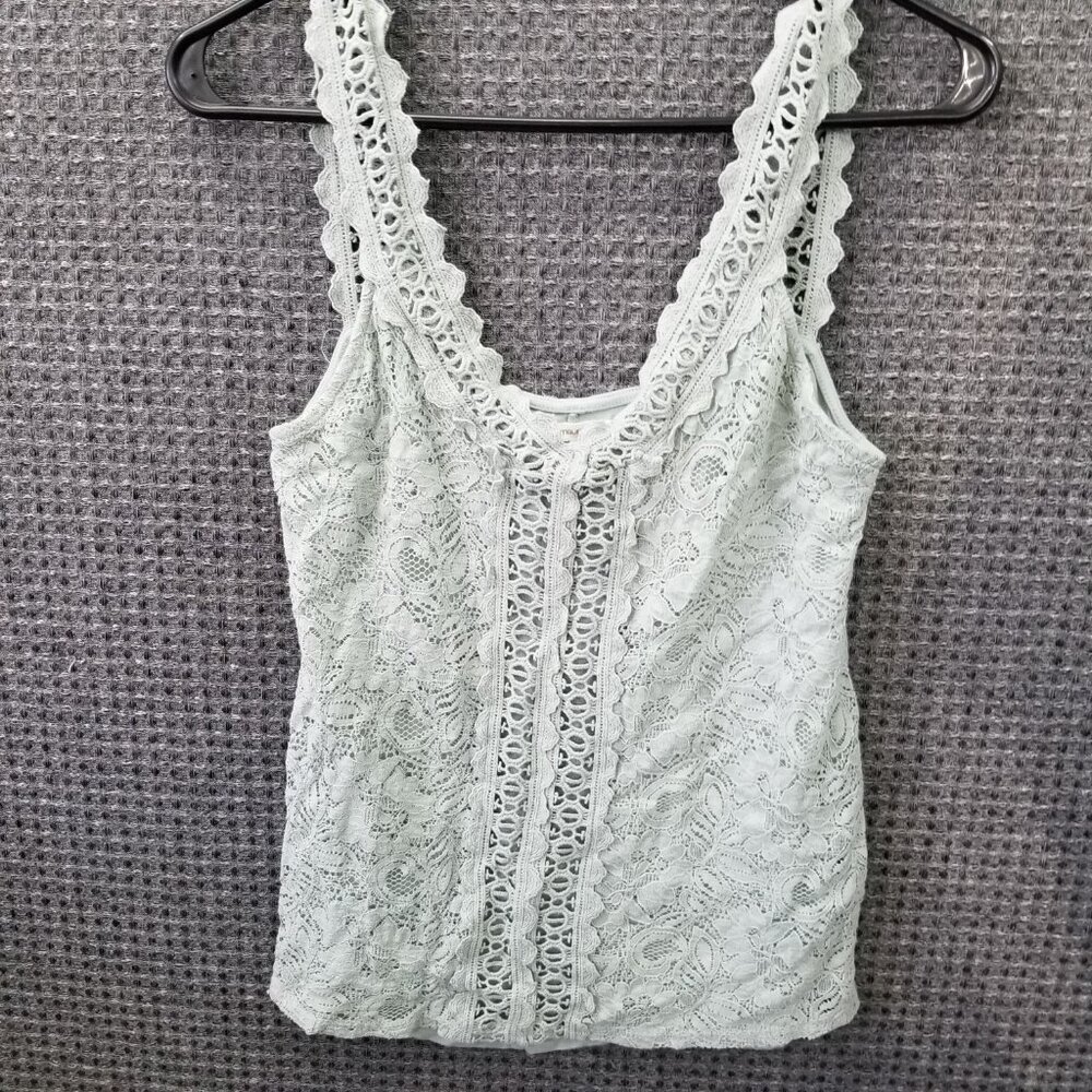 💚3/$15 Green Lace Embroidered Tank Top Womens S